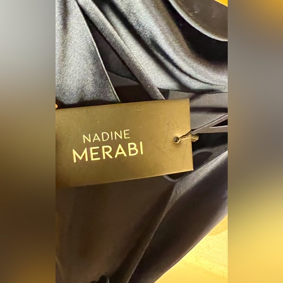 Nadine Merabi Navy Blue Nicole Open Back Midi Cocktail Dress Small Cocktail Flaw - Picture 5 of 16